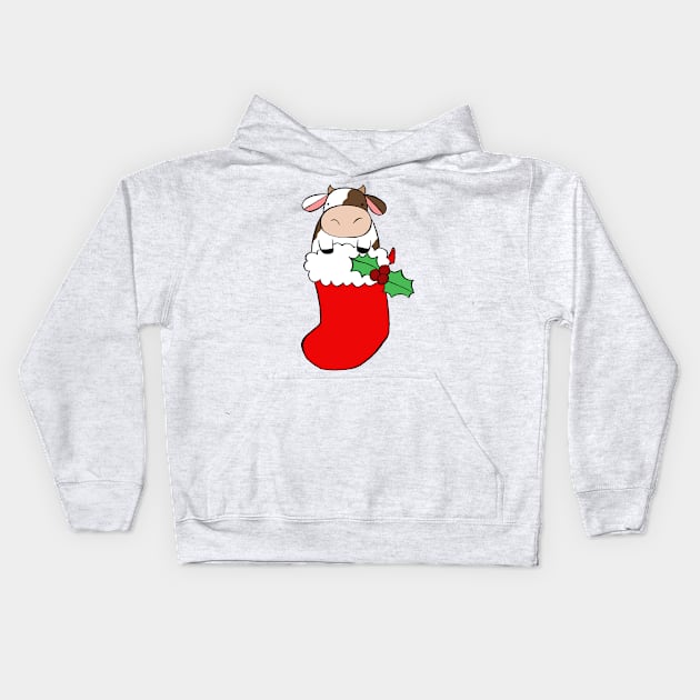 Christmas Stocking Cow Kids Hoodie by saradaboru